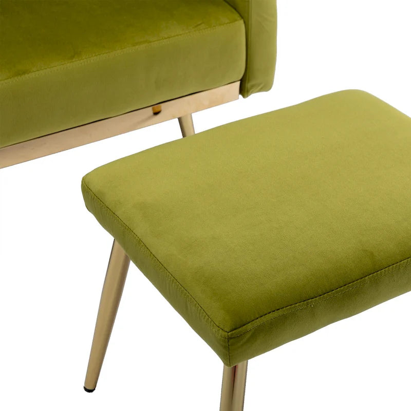 Olive Green 32.28  Tufted Accent Chair with Ottoman