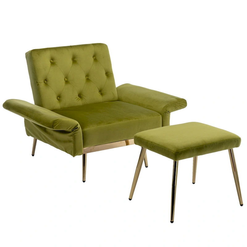Olive Green 32.28  Tufted Accent Chair with Ottoman
