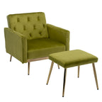 Olive Green 32.28  Tufted Accent Chair with Ottoman