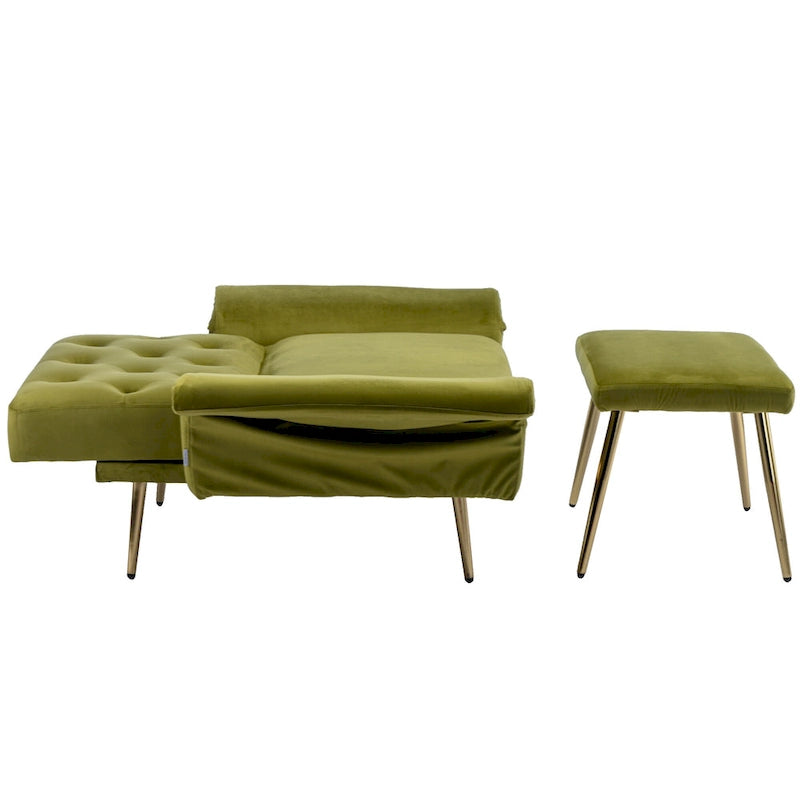 Olive Green 32.28  Tufted Accent Chair with Ottoman