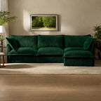 Corduroy Slipcovered 3-Seater Armless Sectional Sofa with Reversible Ottoman, Free Combination Design, and Removable Covers