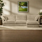 Corduroy Slipcovered 3-Seater Armless Sectional Sofa with Reversible Ottoman, Free Combination Design, and Removable Covers