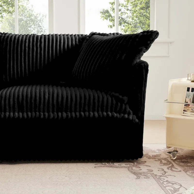 Corduroy Slipcovered 3-Seater Armless Sectional Sofa with Reversible Ottoman, Free Combination Design, and Removable Covers