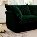 Corduroy Slipcovered 3-Seater Armless Sectional Sofa with Reversible Ottoman, Free Combination Design, and Removable Covers