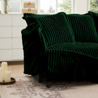 Corduroy Slipcovered 3-Seater Armless Sectional Sofa with Reversible Ottoman, Free Combination Design, and Removable Covers