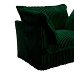Corduroy Slipcovered 3-Seater Armless Sectional Sofa with Reversible Ottoman, Free Combination Design, and Removable Covers