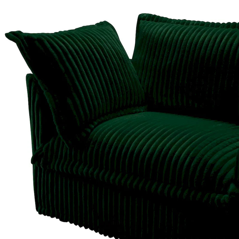 Corduroy Slipcovered 3-Seater Armless Sectional Sofa with Reversible Ottoman, Free Combination Design, and Removable Covers