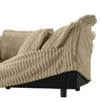 Corduroy Slipcovered 3-Seater Armless Sectional Sofa with Reversible Ottoman, Free Combination Design, and Removable Covers