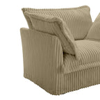 Corduroy Slipcovered L-Shaped Sectional Sofa with Deep Seats, 4-Seater Couch with Supple Armrests and 2 Big Pillows