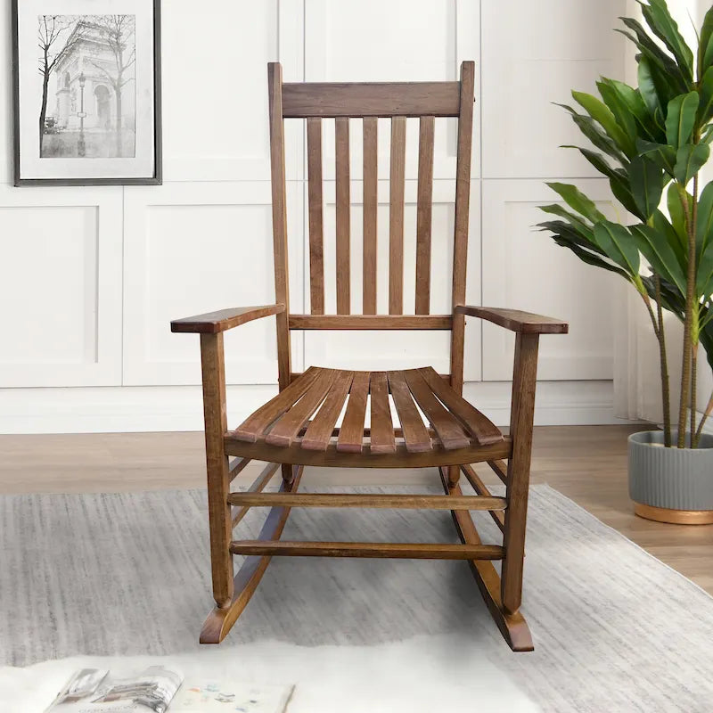 Brown 26.38  High Back Rocking Chair with Wood Frame