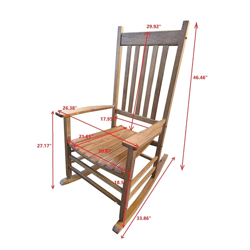 Brown 26.38  High Back Rocking Chair with Wood Frame