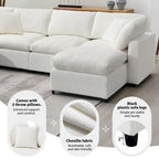 Beige 130  Chenille Cloud U-Shaped Sleeper Sectional Sofa, 6-Piece Modular Design