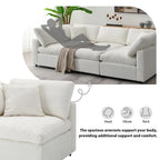 Beige 130  Chenille Cloud U-Shaped Sleeper Sectional Sofa, 6-Piece Modular Design