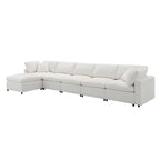 Beige 130  Chenille Cloud U-Shaped Sleeper Sectional Sofa, 6-Piece Modular Design