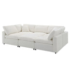 Beige 130  Chenille Cloud U-Shaped Sleeper Sectional Sofa, 6-Piece Modular Design