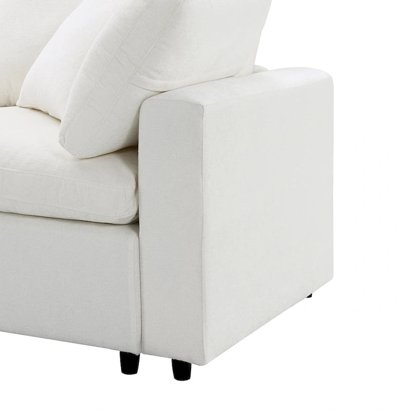 Beige 130  Chenille Cloud U-Shaped Sleeper Sectional Sofa, 6-Piece Modular Design