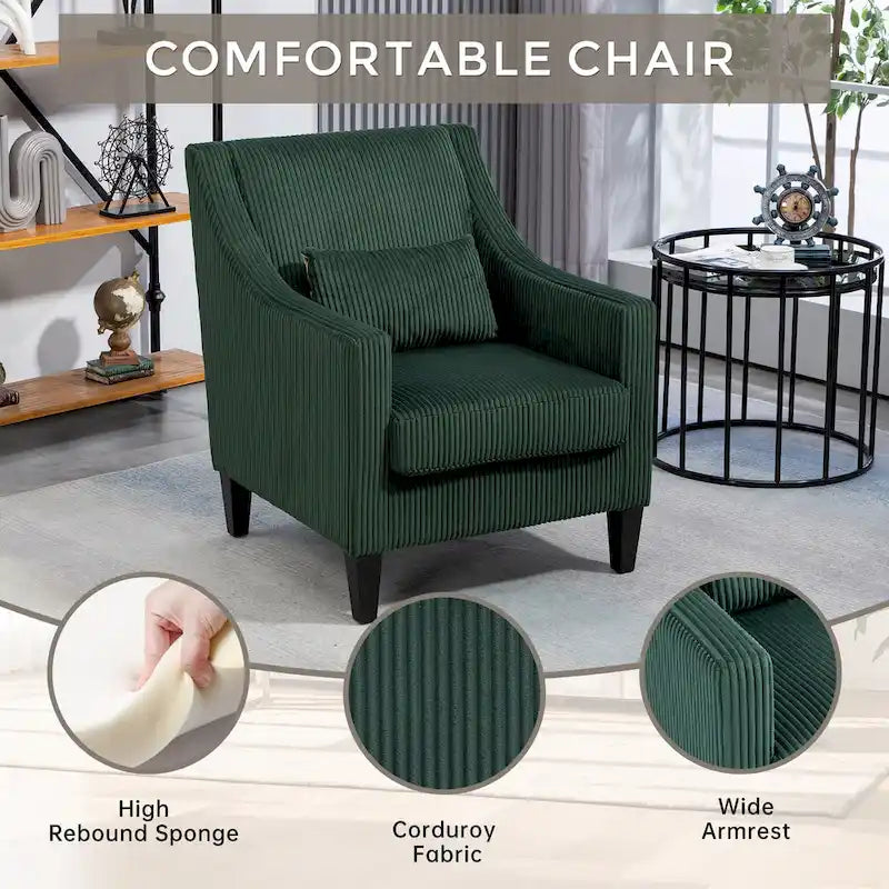 Emerald 26.77  Upholstered Arm Chair with Scooped Arms
