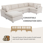 100.4  Spacious U-Shape 6 Seater Sectional Sofa with Removable Ottomans and Pillow, Flexible Configuration