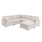 100.4  Spacious U-Shape 6 Seater Sectional Sofa with Removable Ottomans and Pillow, Flexible Configuration