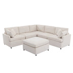 100.4  Spacious U-Shape 6 Seater Sectional Sofa with Removable Ottomans and Pillow, Flexible Configuration