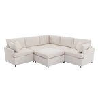 100.4  Spacious U-Shape 6 Seater Sectional Sofa with Removable Ottomans and Pillow, Flexible Configuration