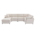 100.4  Spacious U-Shape 6 Seater Sectional Sofa with Removable Ottomans and Pillow, Flexible Configuration