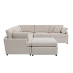 100.4  Spacious U-Shape 6 Seater Sectional Sofa with Removable Ottomans and Pillow, Flexible Configuration