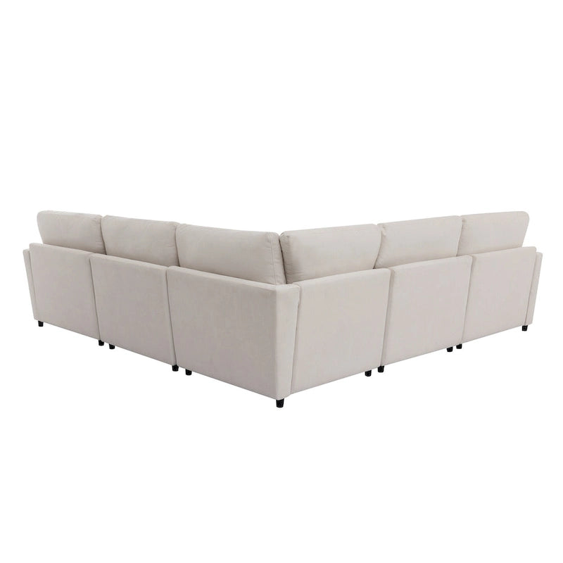 100.4  Spacious U-Shape 6 Seater Sectional Sofa with Removable Ottomans and Pillow, Flexible Configuration