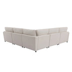 100.4  Spacious U-Shape 6 Seater Sectional Sofa with Removable Ottomans and Pillow, Flexible Configuration