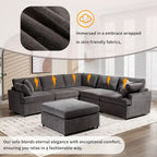 100.4  Spacious U-Shape 6 Seater Sectional Sofa with Removable Ottomans and Pillow, Flexible Configuration