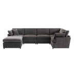 100.4  Spacious U-Shape 6 Seater Sectional Sofa with Removable Ottomans and Pillow, Flexible Configuration