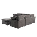 100.4  Spacious U-Shape 6 Seater Sectional Sofa with Removable Ottomans and Pillow, Flexible Configuration