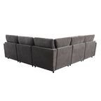 100.4  Spacious U-Shape 6 Seater Sectional Sofa with Removable Ottomans and Pillow, Flexible Configuration
