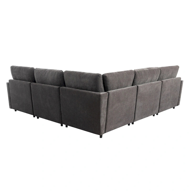 100.4  Spacious U-Shape 6 Seater Sectional Sofa with Removable Ottomans and Pillow, Flexible Configuration
