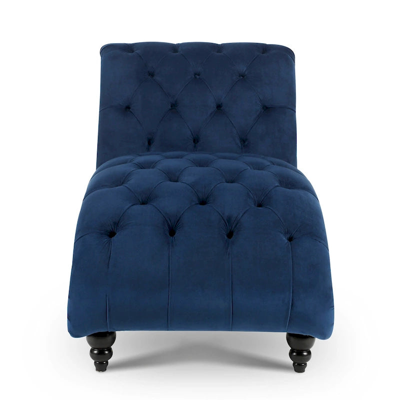 Blue 27.17  Buttons Tufted Chaise Lounge Chair with Nailheads