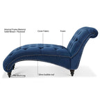 Blue 27.17  Buttons Tufted Chaise Lounge Chair with Nailheads