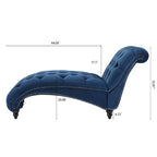 Blue 27.17  Buttons Tufted Chaise Lounge Chair with Nailheads
