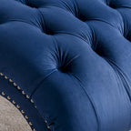 Blue 27.17  Buttons Tufted Chaise Lounge Chair with Nailheads