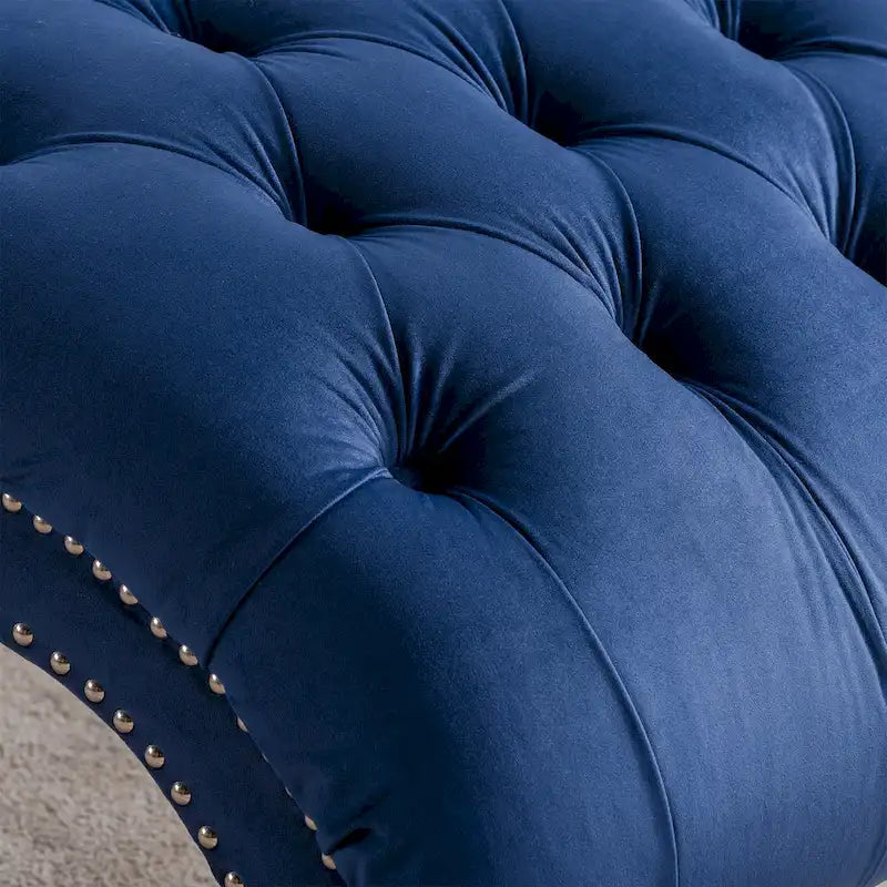 Blue 27.17  Buttons Tufted Chaise Lounge Chair with Nailheads