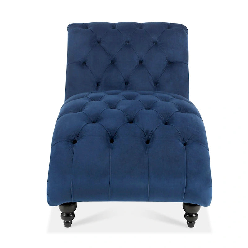Blue 27.17  Buttons Tufted Chaise Lounge Chair with Nailheads