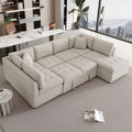 Beige 117  U-Shaped Oversized 6-Seater Sofa
