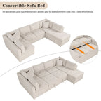 Beige 117  U-Shaped Oversized 6-Seater Sofa