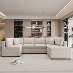 Beige 117  U-Shaped Oversized 6-Seater Sofa