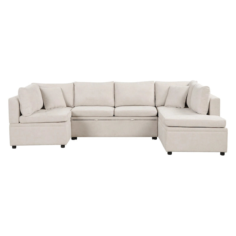 Beige 117  U-Shaped Oversized 6-Seater Sofa