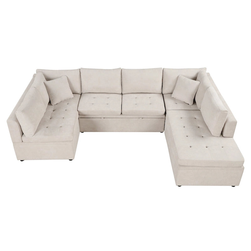 Beige 117  U-Shaped Oversized 6-Seater Sofa
