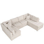 Beige 117  U-Shaped Oversized 6-Seater Sofa