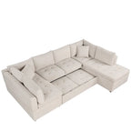 Beige 117  U-Shaped Oversized 6-Seater Sofa