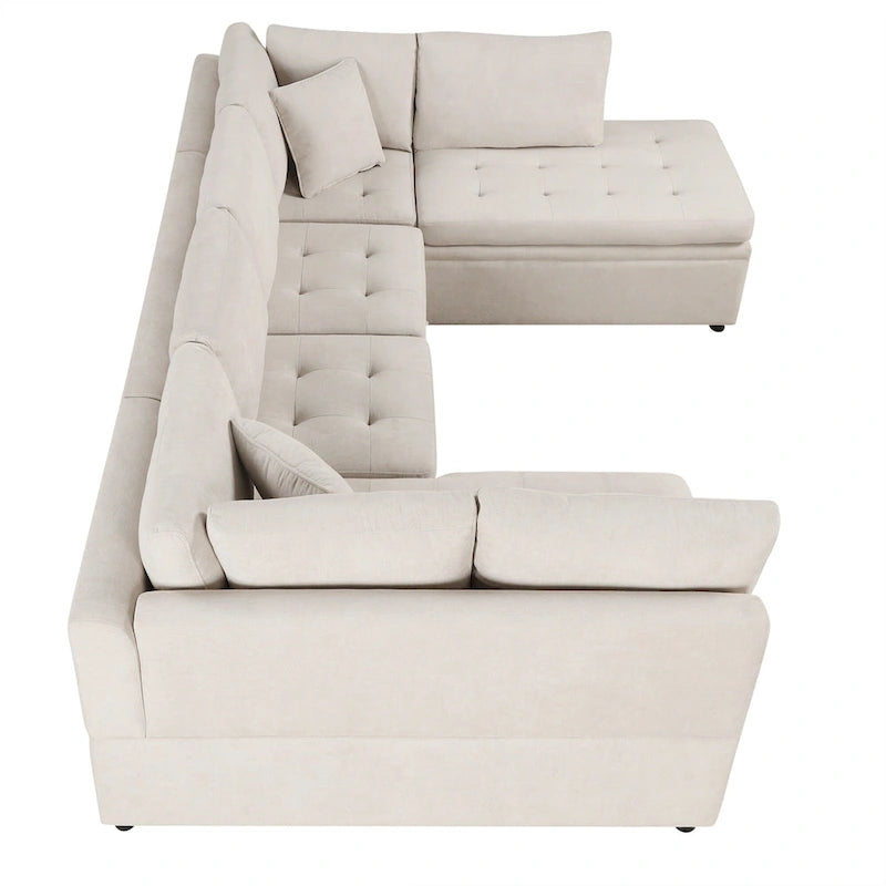 Beige 117  U-Shaped Oversized 6-Seater Sofa