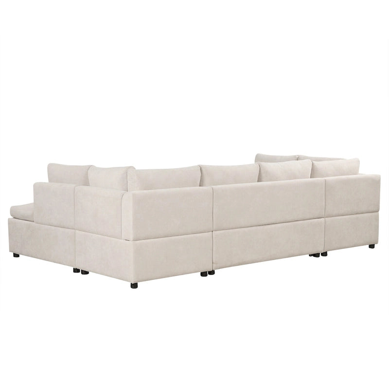 Beige 117  U-Shaped Oversized 6-Seater Sofa