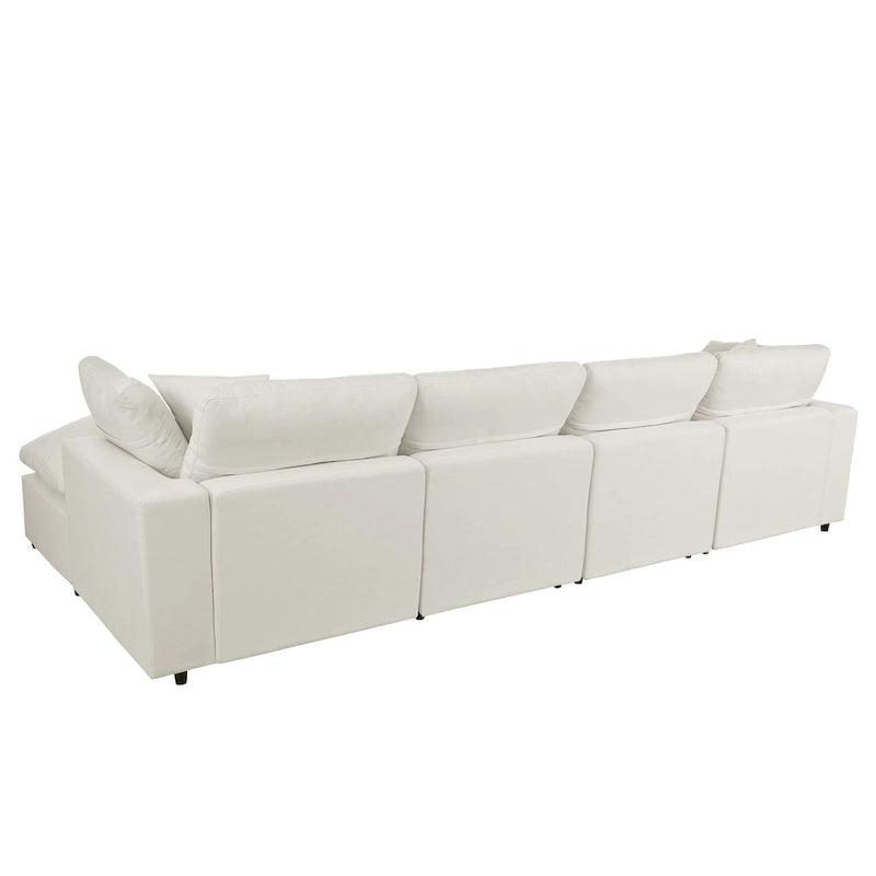 Beige 134.40  Modern U-Shaped 6 Seater Sectional Sofa with 2 Large Chaises, Removable Ottomans and Soft Cushions